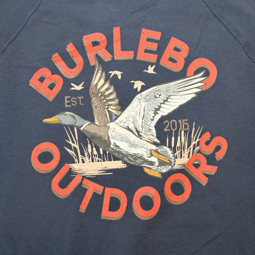 Burlebo Hoodie Mens 2XL‎ Navy Pullover Duck Graphic Hunting Outdoors Sweatshirt